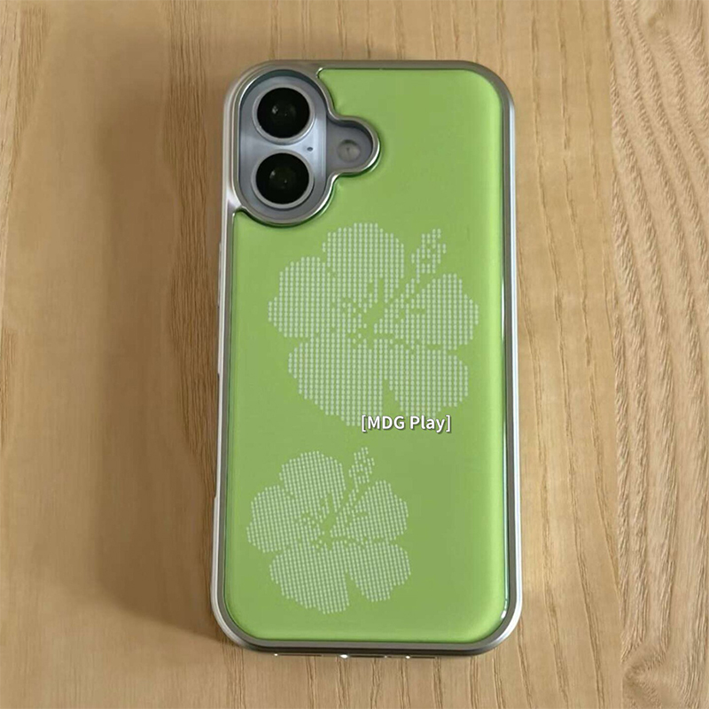 Phone Cases Green - Kore Yeşil Arka Plan Çiçekli Elektrokaplama
