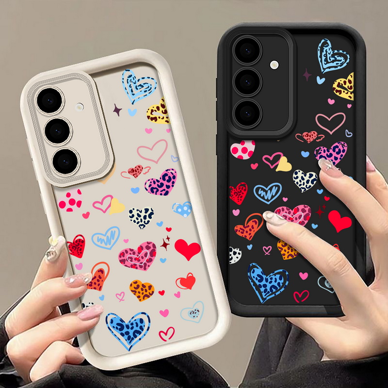 Phone Cases Galaxy A17 - Renkli Kalp Desenli Telefon Kılıfı Samsung