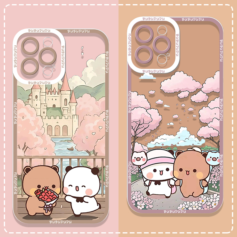 Phone Cases Samsung A14 - Sevimli BUBU DUDU Çift Şeffaf Telefon