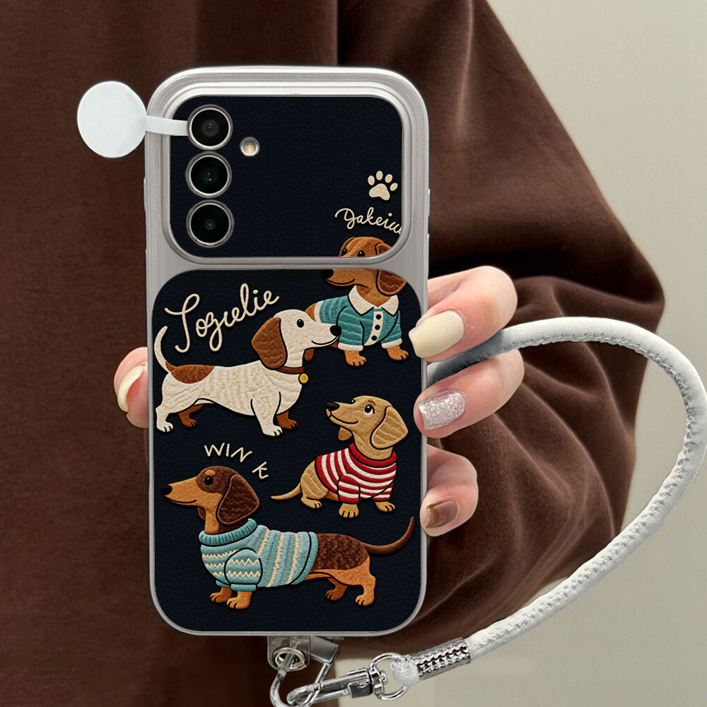 Phone Cases With Loop - Karikatür Dachshund Desenli Samsung A56 A55