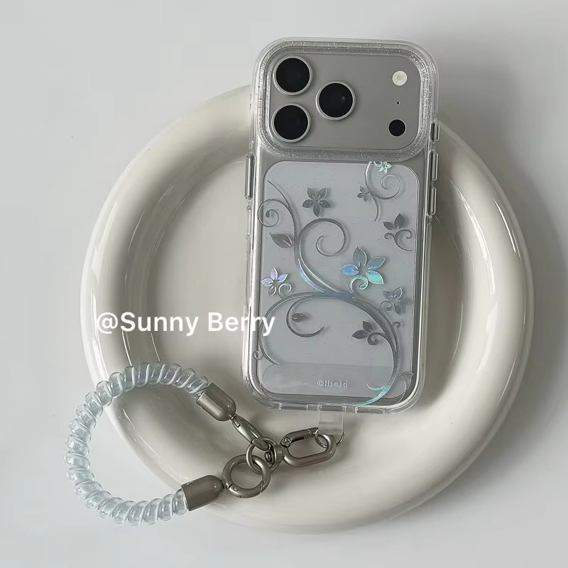 Phone Cases With Magnet - Moda Sade Çiçek Desenli Y2K Simli