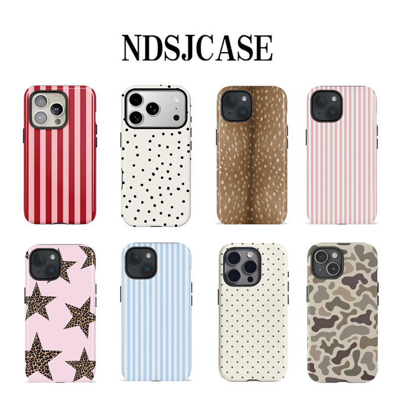 Phone Cases Burga - Klasik beyaz puantiyeli leopar desenli yıldızlı