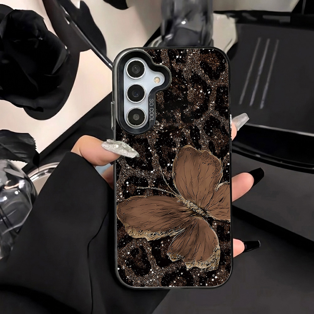 Phone Cases Samsung A14 - Sert IMD Leopar Desenli Kılıf Samsung