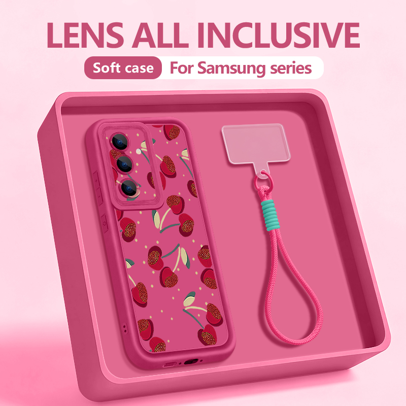 Phone Cases With Loop - Küçük Kiraz Desenli Askılı Telefon Kılıfı