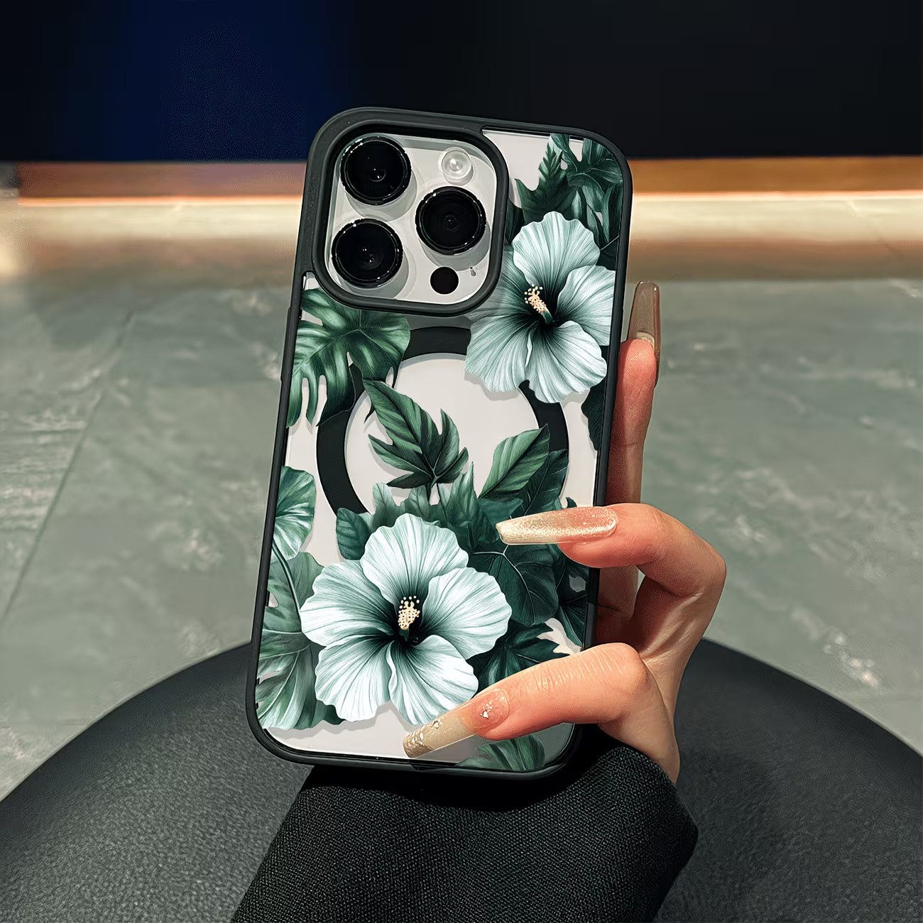 Phone Cases With Magnet - Yeşil Çiçek Desenli Telefon Kılıfı iPhone