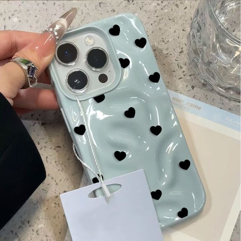 Estetik Şirin Siyah Kalp Darbe - Phone Cases Cute Iphone 13 incelemesi ve fiyatı